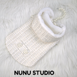 Load image into Gallery viewer, Silvery white tweed fabrics coat (with hood)