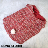 Load image into Gallery viewer, Red bunny ears tweed fabrics pet coat