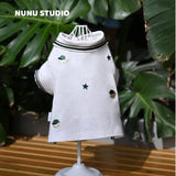Load image into Gallery viewer, Pet Dog Polo Shirts - Breathable Cotton Shirt - White and Green, Summer Pullover - Button Up Collar Polo for Small Dogs