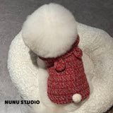 Load image into Gallery viewer, Red bunny ears tweed fabrics pet coat